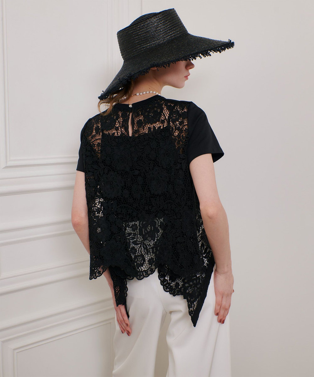 LOULOU WILLOUGHBY 【LOULOU WILLOUGHBY】レースドッキングプルオーバーブラウス ブラック (95)