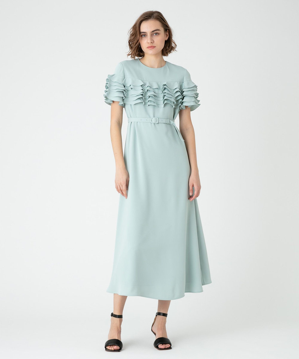 LOULOU WILLOUGHBY 【LOULOU WILLOUGHBY】ラッフルコサージュワンピース グリーン (71)