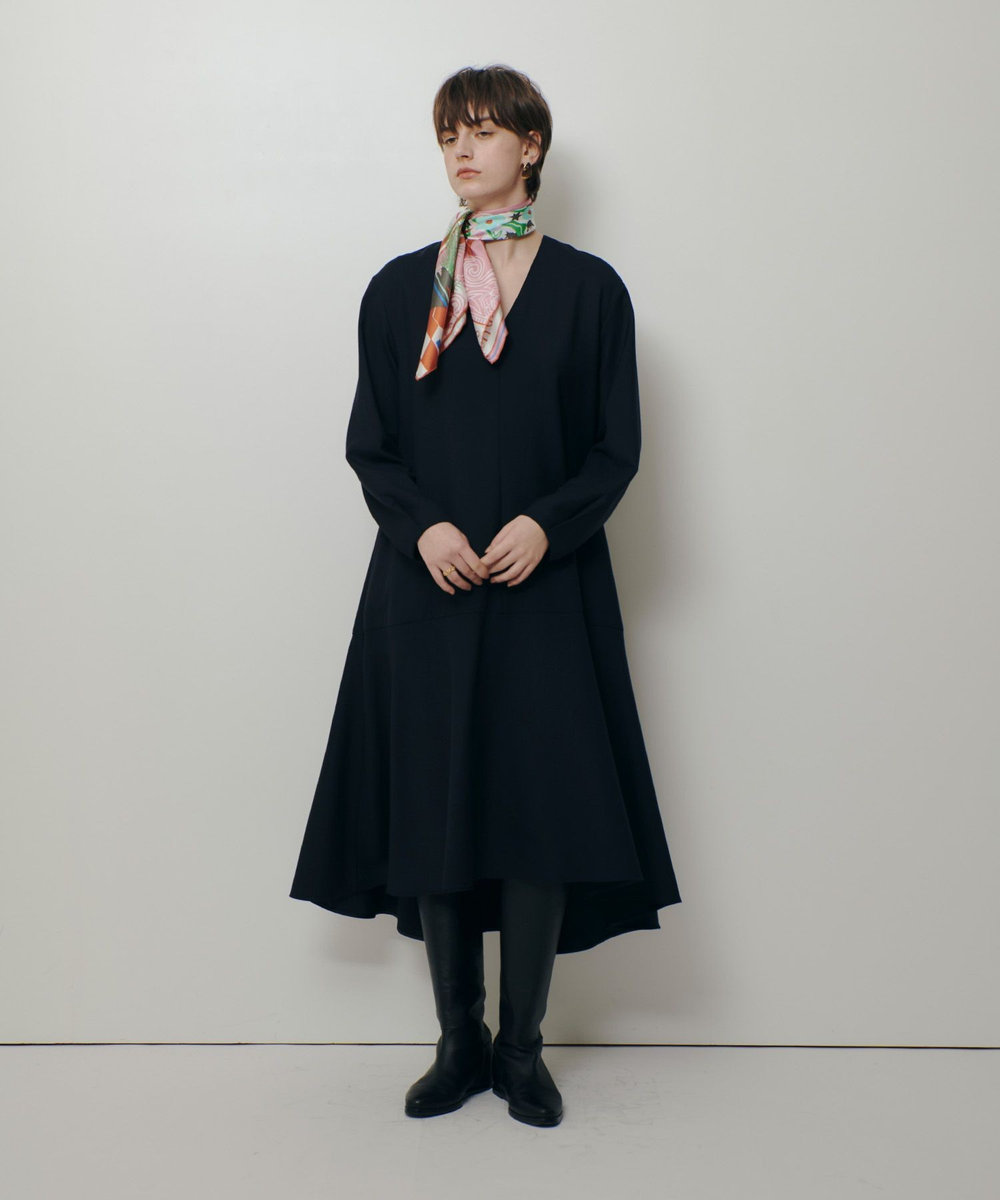allureville ビエラAラインVネックワンピース ネイビー (65)