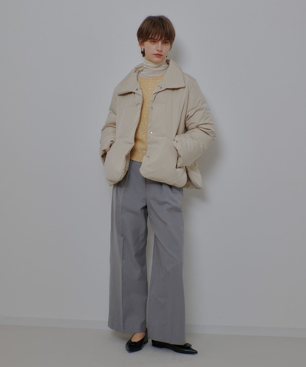 allureville ファーカラーショートダウンコート ライトベージュ (12)