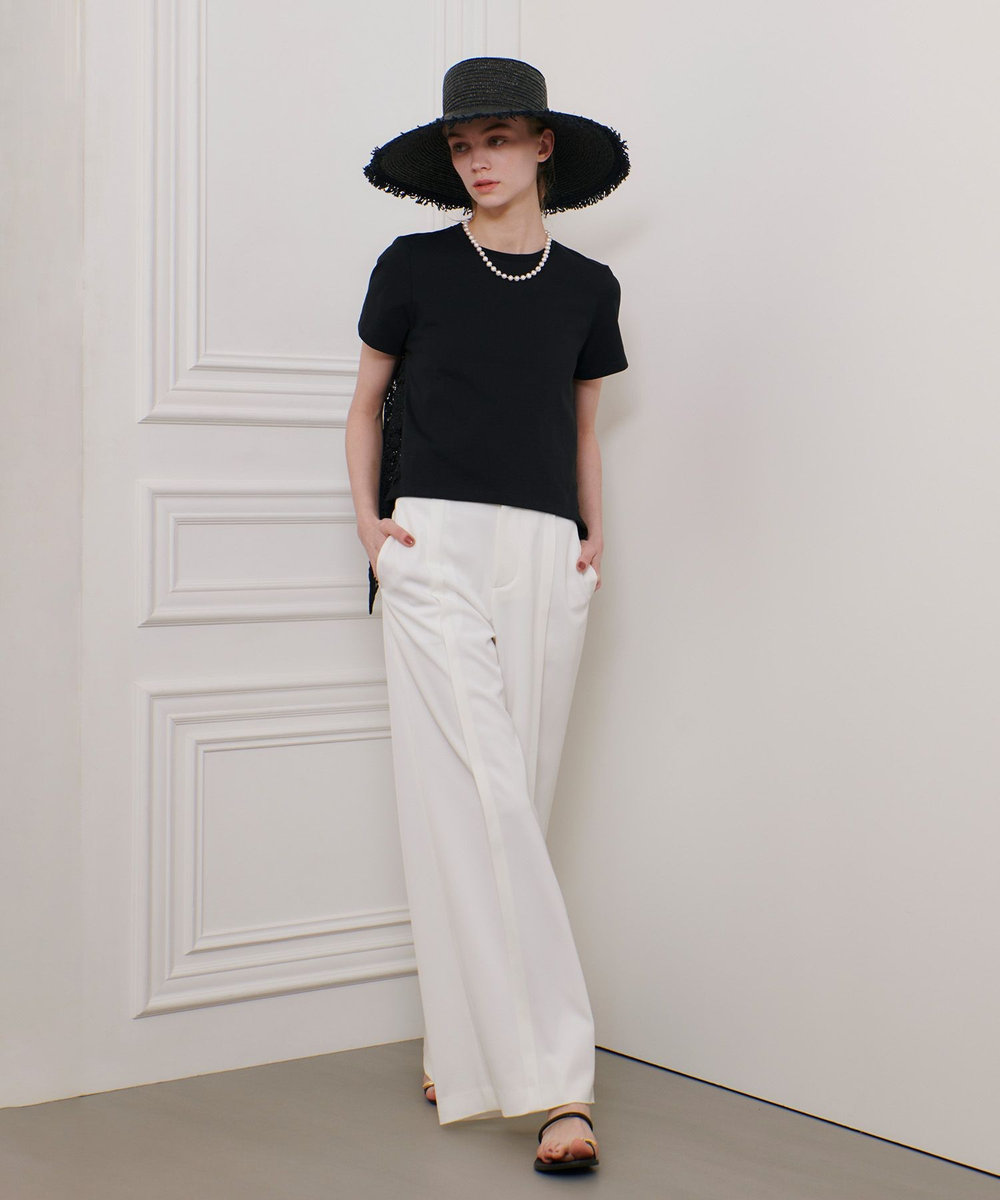 LOULOU WILLOUGHBY 【LOULOU WILLOUGHBY】レースドッキングプルオーバーブラウス ブラック (95)