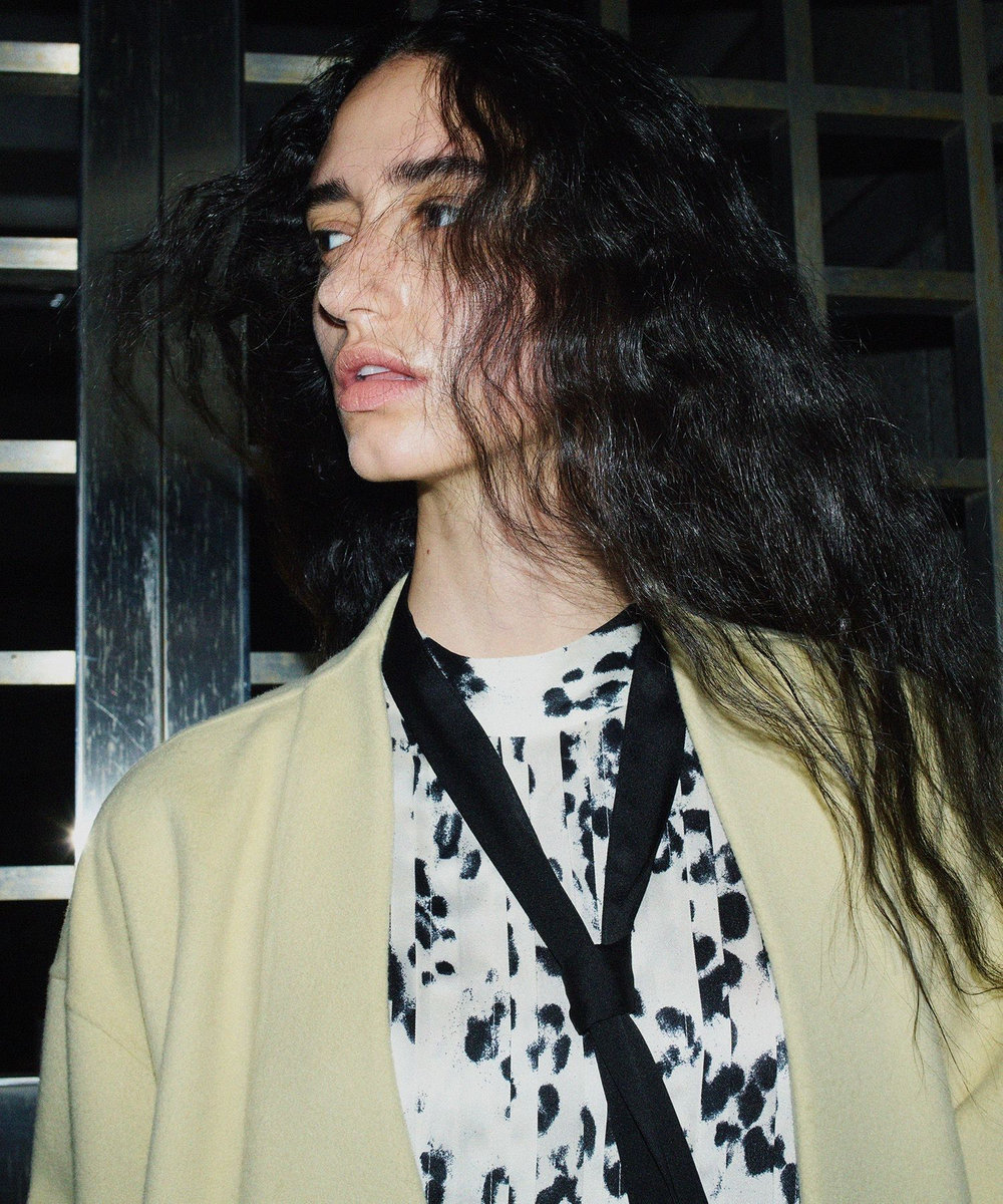 allureville カシミヤ混リバーミドルラップコート イエロー (21)