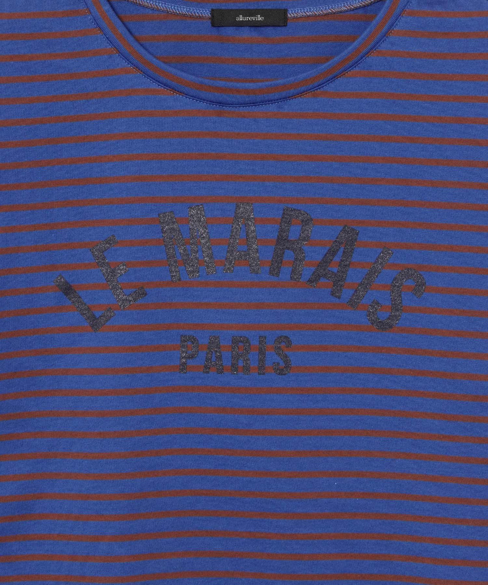 allureville カレッジライクロゴボーダーＴシャツ ブルー (61)