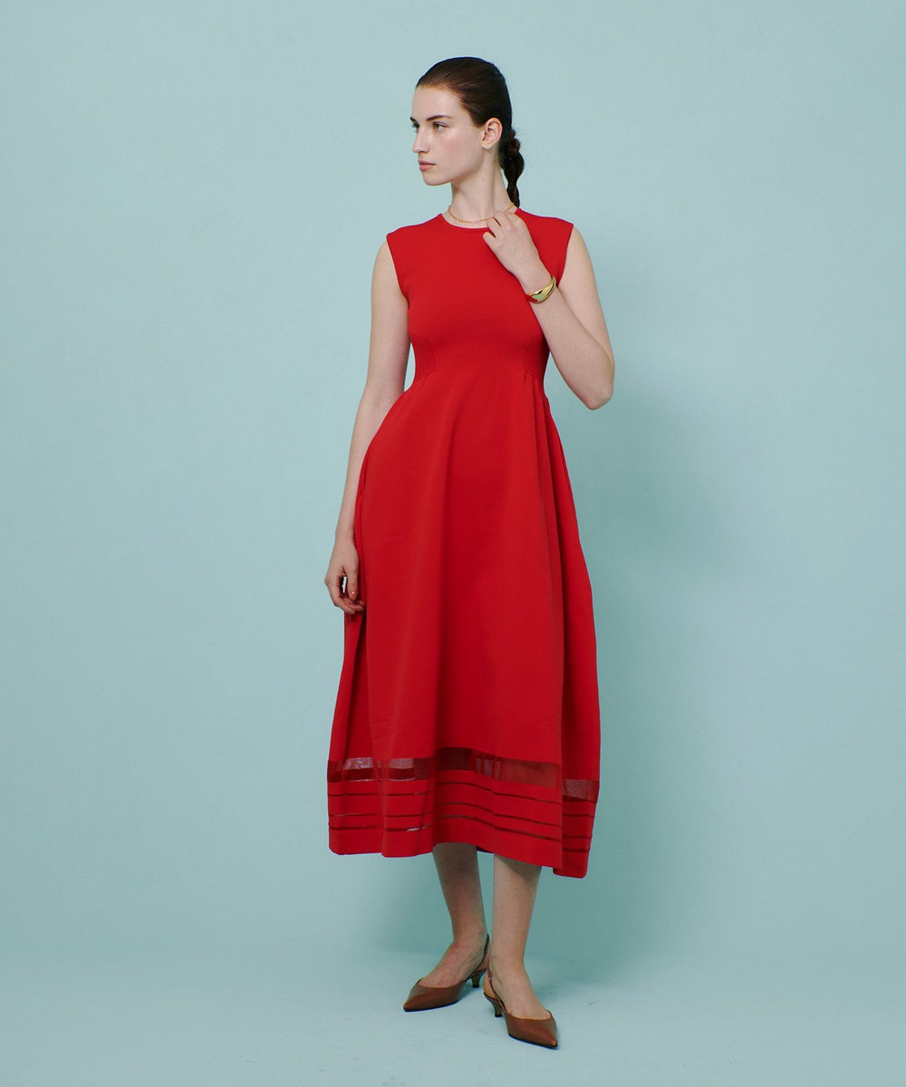 allureville ◇ ウエストマークリブワンピース レッド (43)