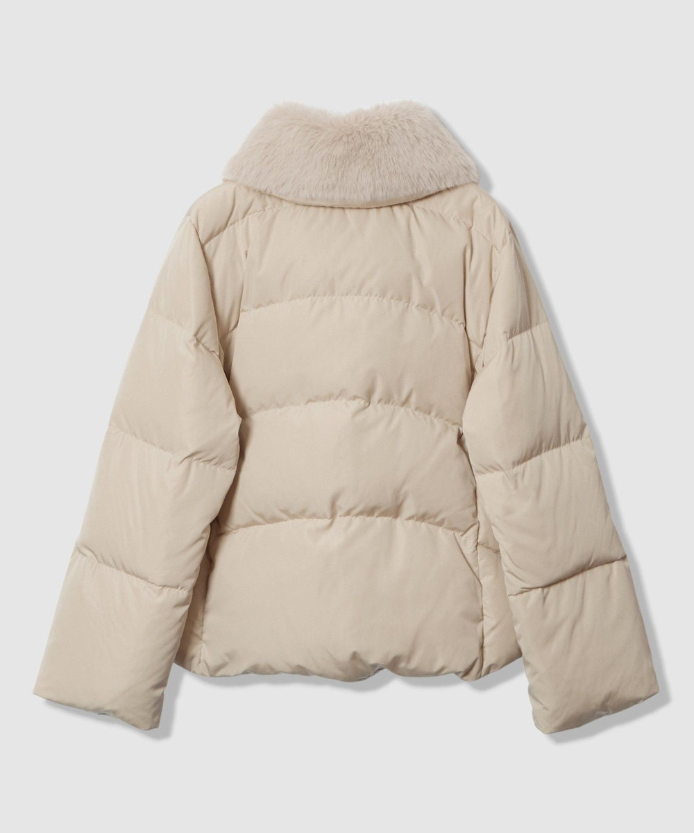 allureville ファーカラーショートダウンコート ライトベージュ (12)