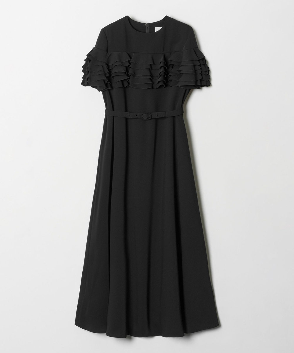 LOULOU WILLOUGHBY 【LOULOU WILLOUGHBY】ラッフルコサージュワンピース ブラック (95)