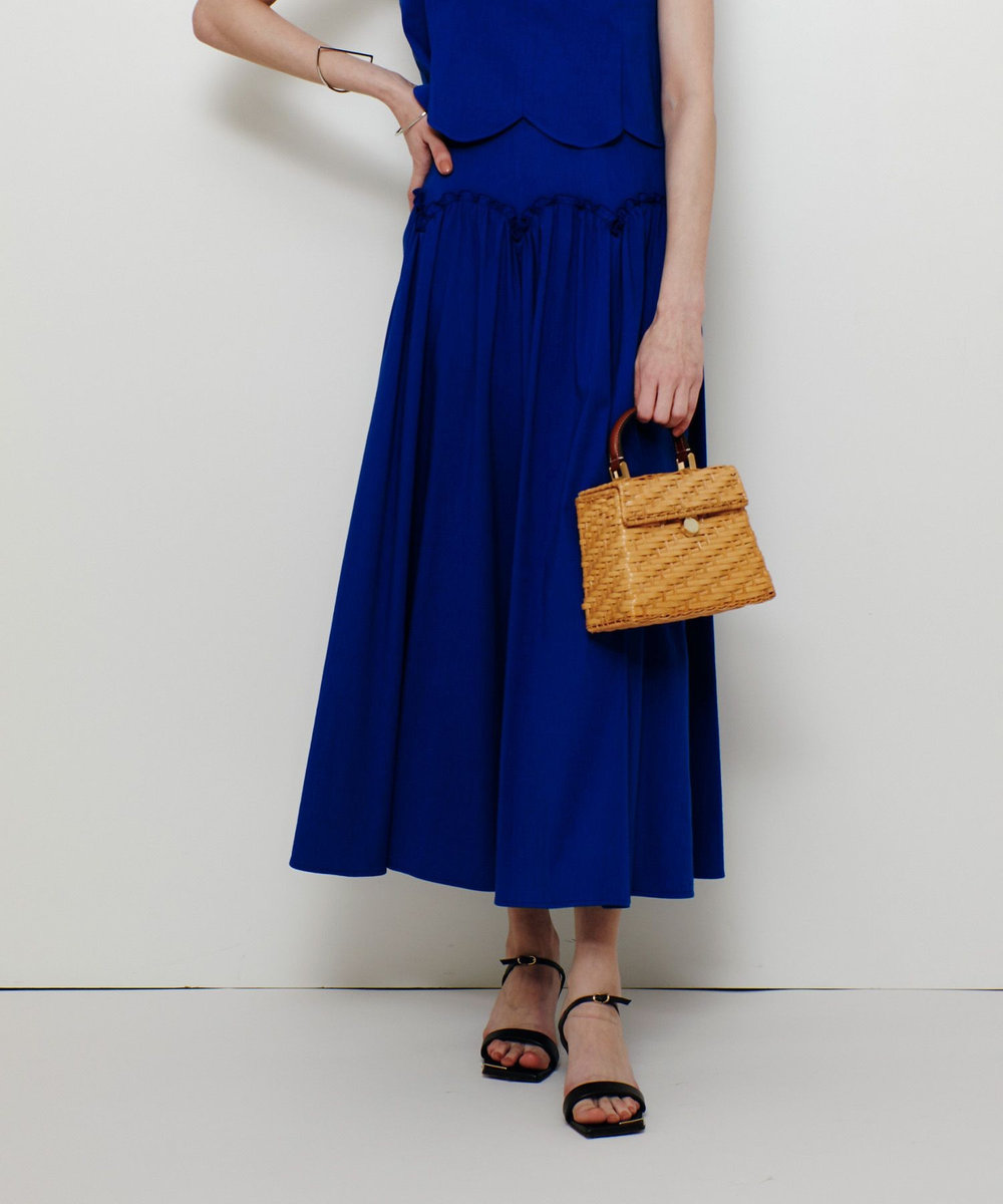 LOULOU WILLOUGHBY 【LOULOU WILLOUGHBY】コットンリネンスカラップスカート ブルー (61)