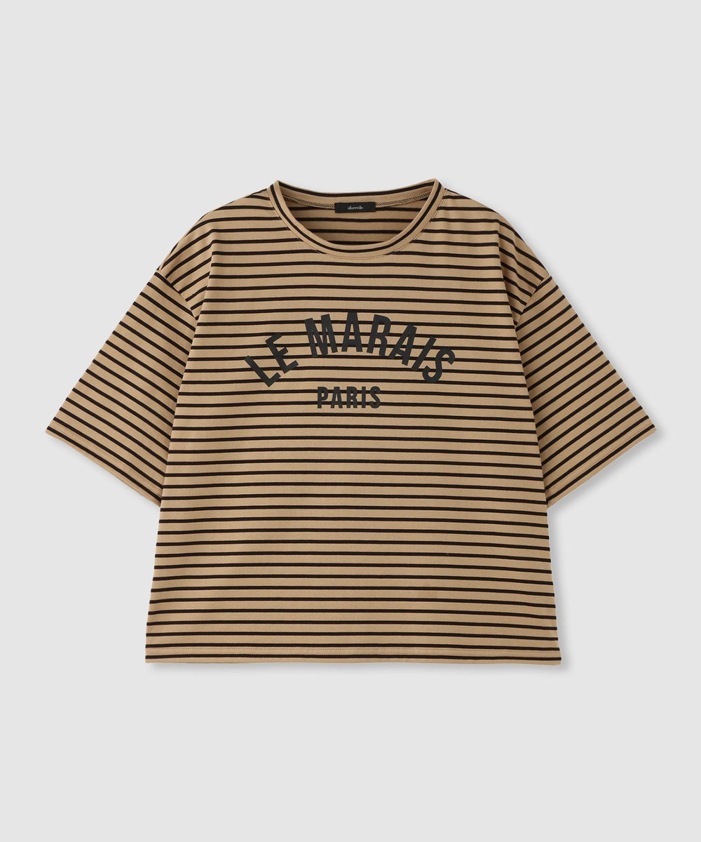 allureville カレッジライクロゴボーダーＴシャツ ベージュ (11)