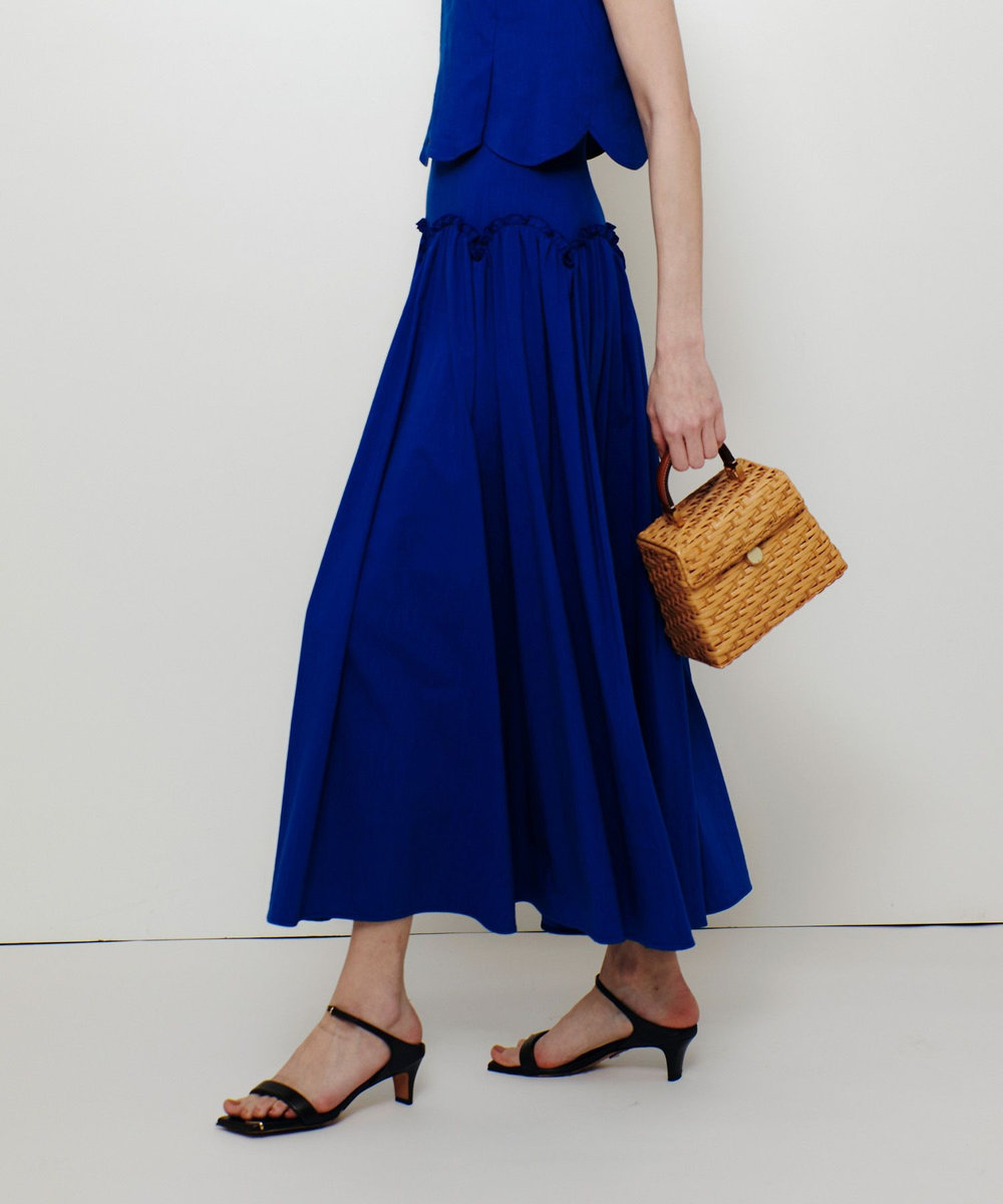LOULOU WILLOUGHBY 【LOULOU WILLOUGHBY】コットンリネンスカラップスカート ブルー (61)