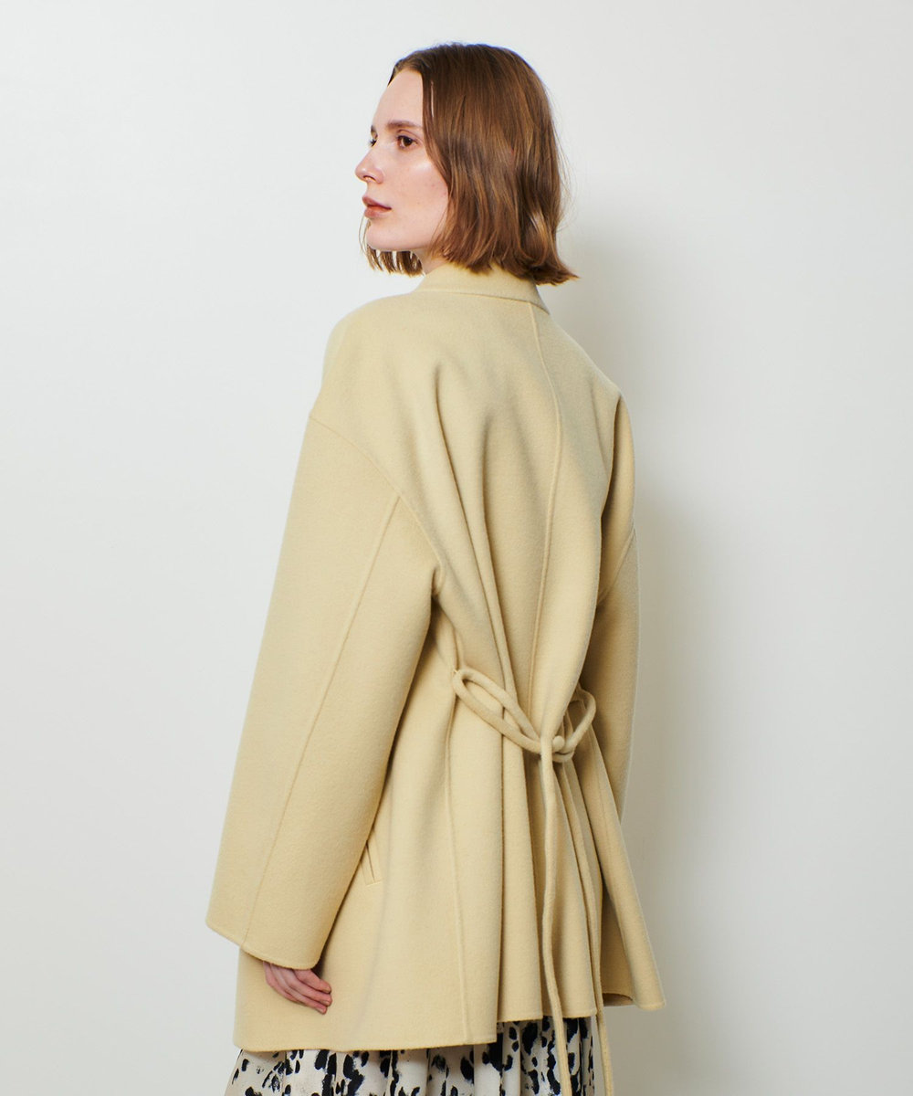 allureville カシミヤ混リバーミドルラップコート イエロー (21)