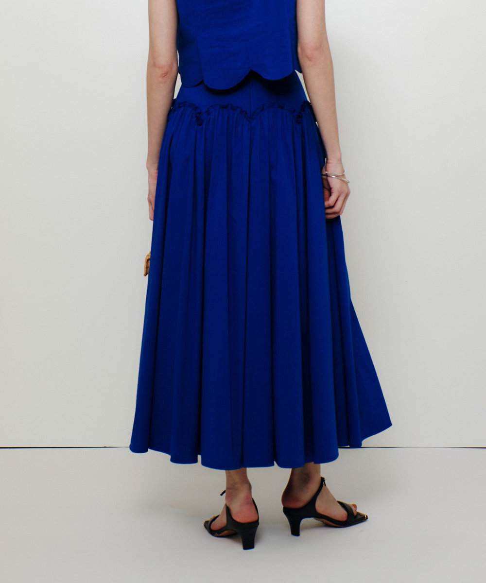 LOULOU WILLOUGHBY 【LOULOU WILLOUGHBY】コットンリネンスカラップスカート ブルー (61)