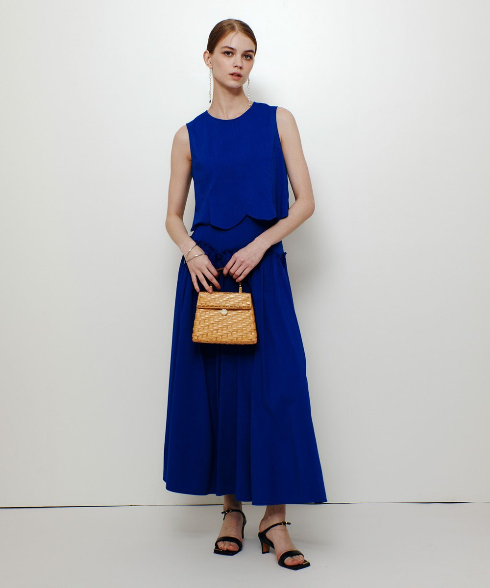 LOULOU WILLOUGHBY 【LOULOU WILLOUGHBY】コットンリネンスカラップスカート ブルー (61)