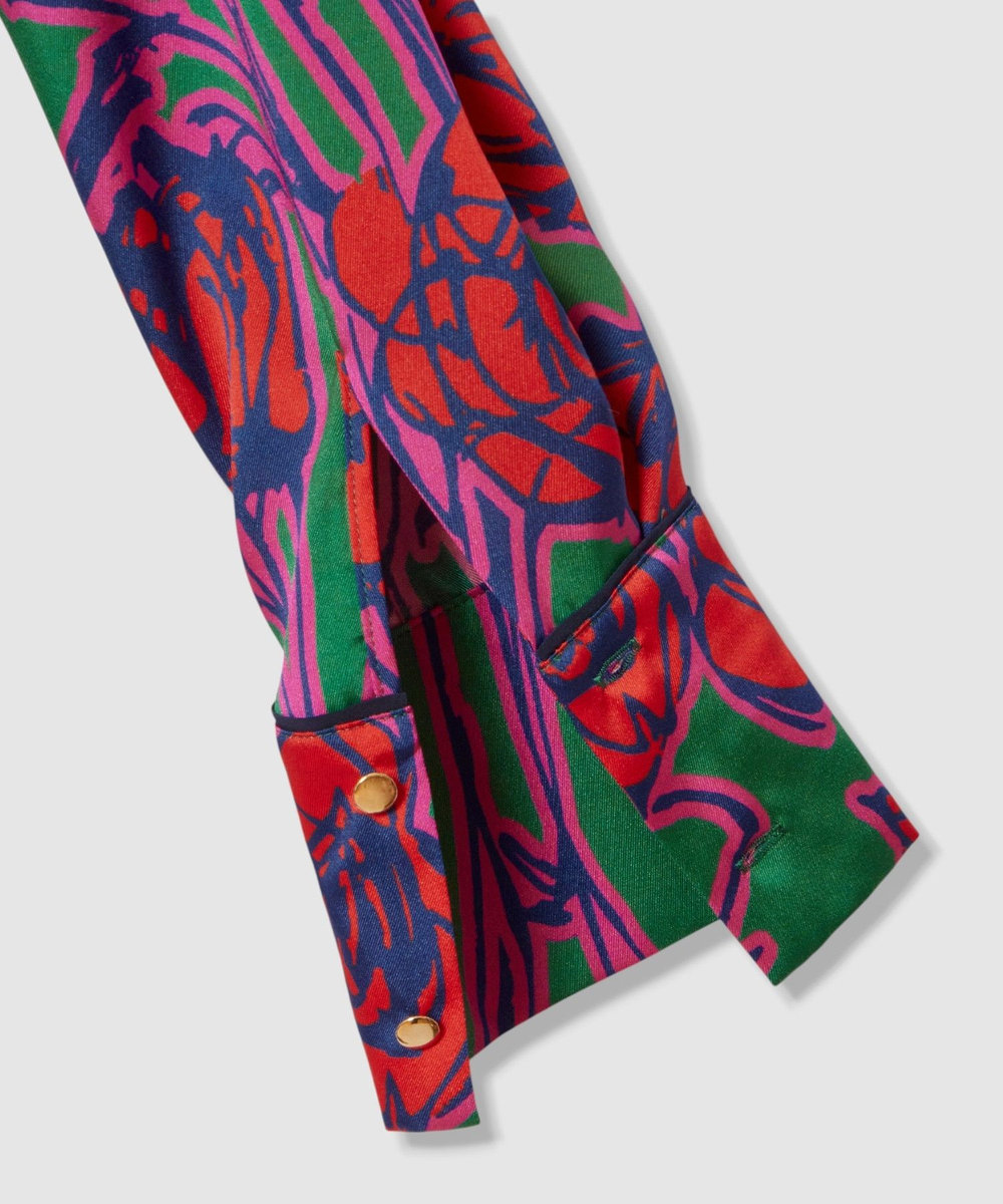 allureville ROSEプリントスカーフネックドレス レッド系 (46)