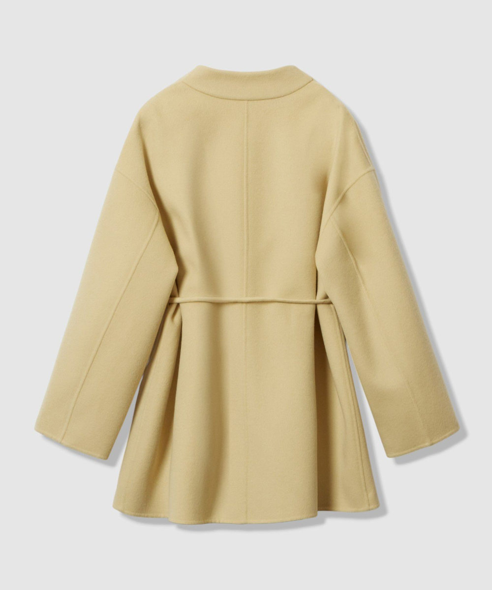 allureville カシミヤ混リバーミドルラップコート イエロー (21)