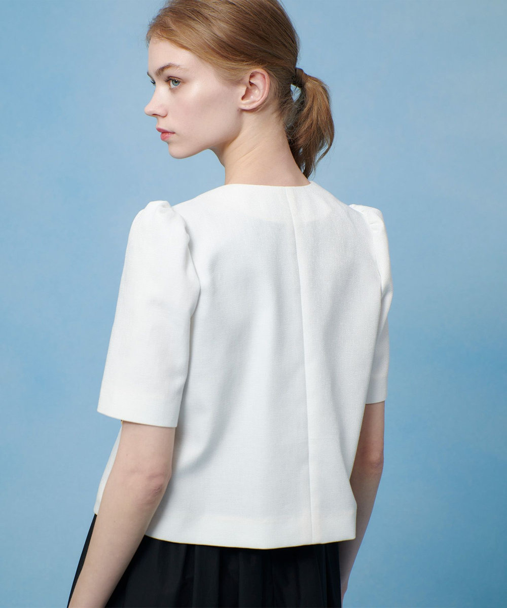 LOULOU WILLOUGHBY 【LOULOU WILLOUGHBY】ブライトリネン半袖ジャケット ホワイト (01)