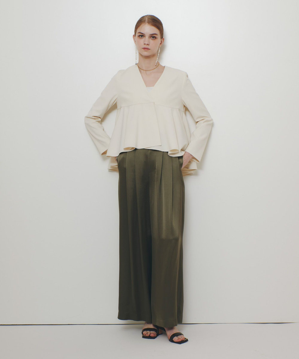 LOULOU WILLOUGHBY 【LOULOU WILLOUGHBY】サテンタックパンツ カーキ (76)
