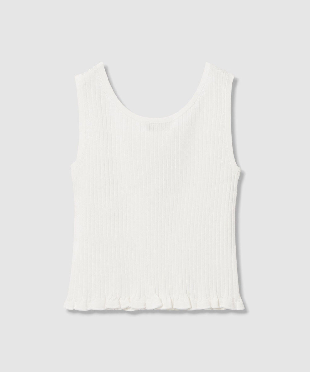 LOULOU WILLOUGHBY 【LOULOU WILLOUGHBY】ワイドリブヘムフリルタンク ホワイト (01)