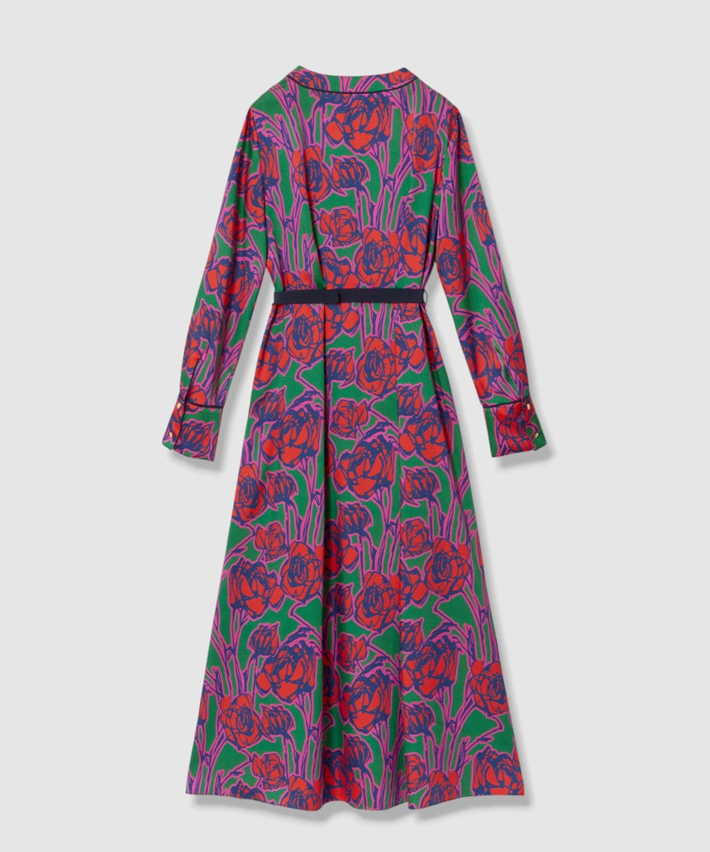 allureville ROSEプリントスカーフネックドレス レッド系 (46)