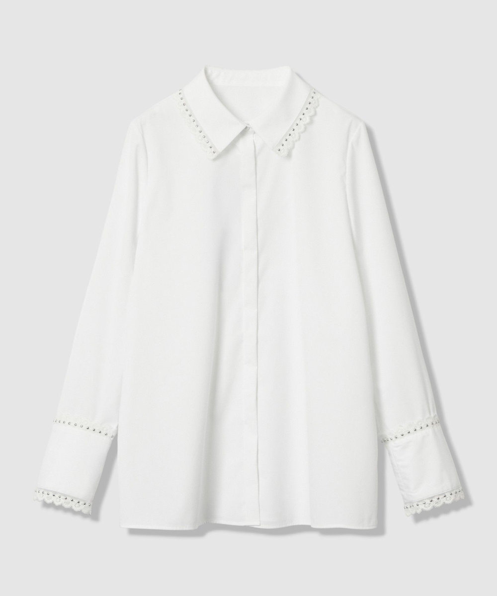 LOULOU WILLOUGHBY 【LOULOU WILLOUGHBY】レーストリミングシャツ オフホワイト (02)