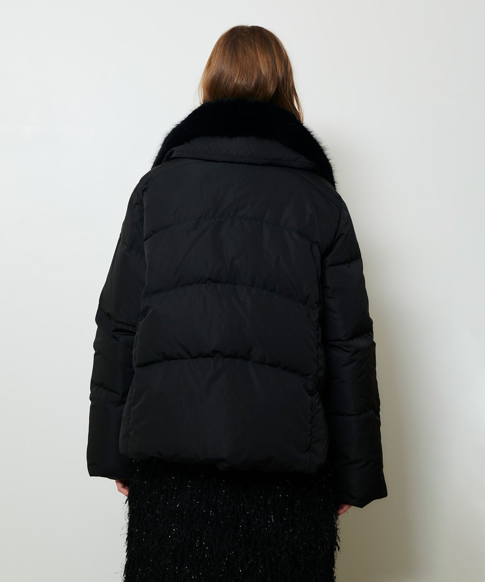 allureville ファーカラーショートダウンコート ブラック (95)