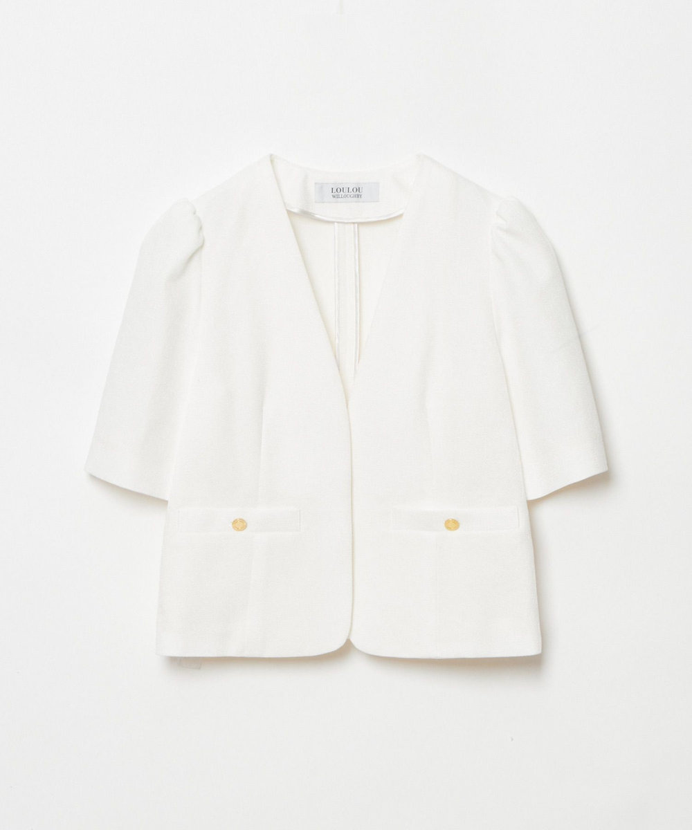 LOULOU WILLOUGHBY 【LOULOU WILLOUGHBY】ブライトリネン半袖ジャケット ホワイト (01)