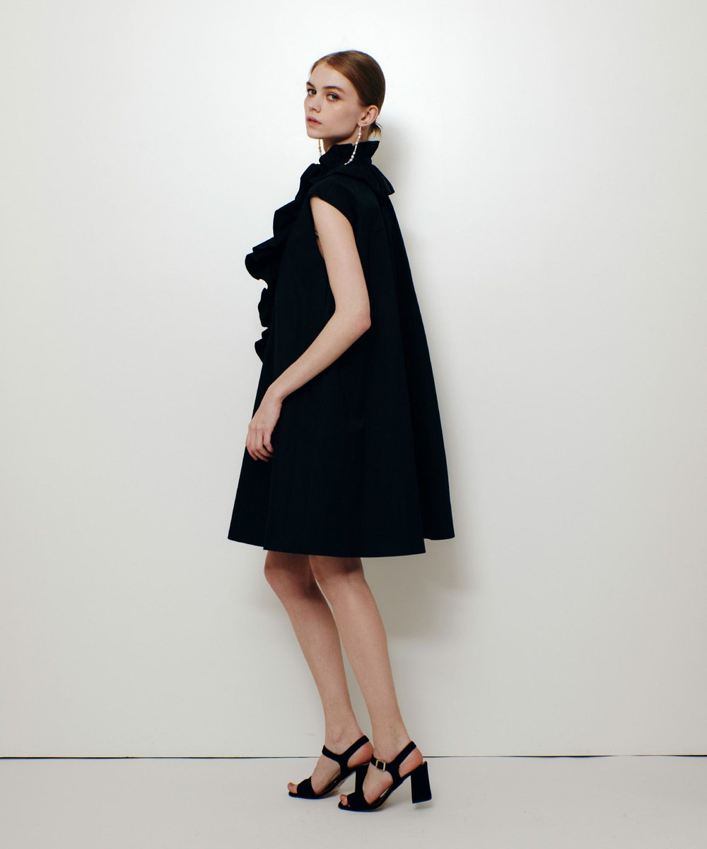 LOULOU WILLOUGHBY 【LOULOU WILLOUGHBY】ビッグフリルドワンピース ブラック (95)