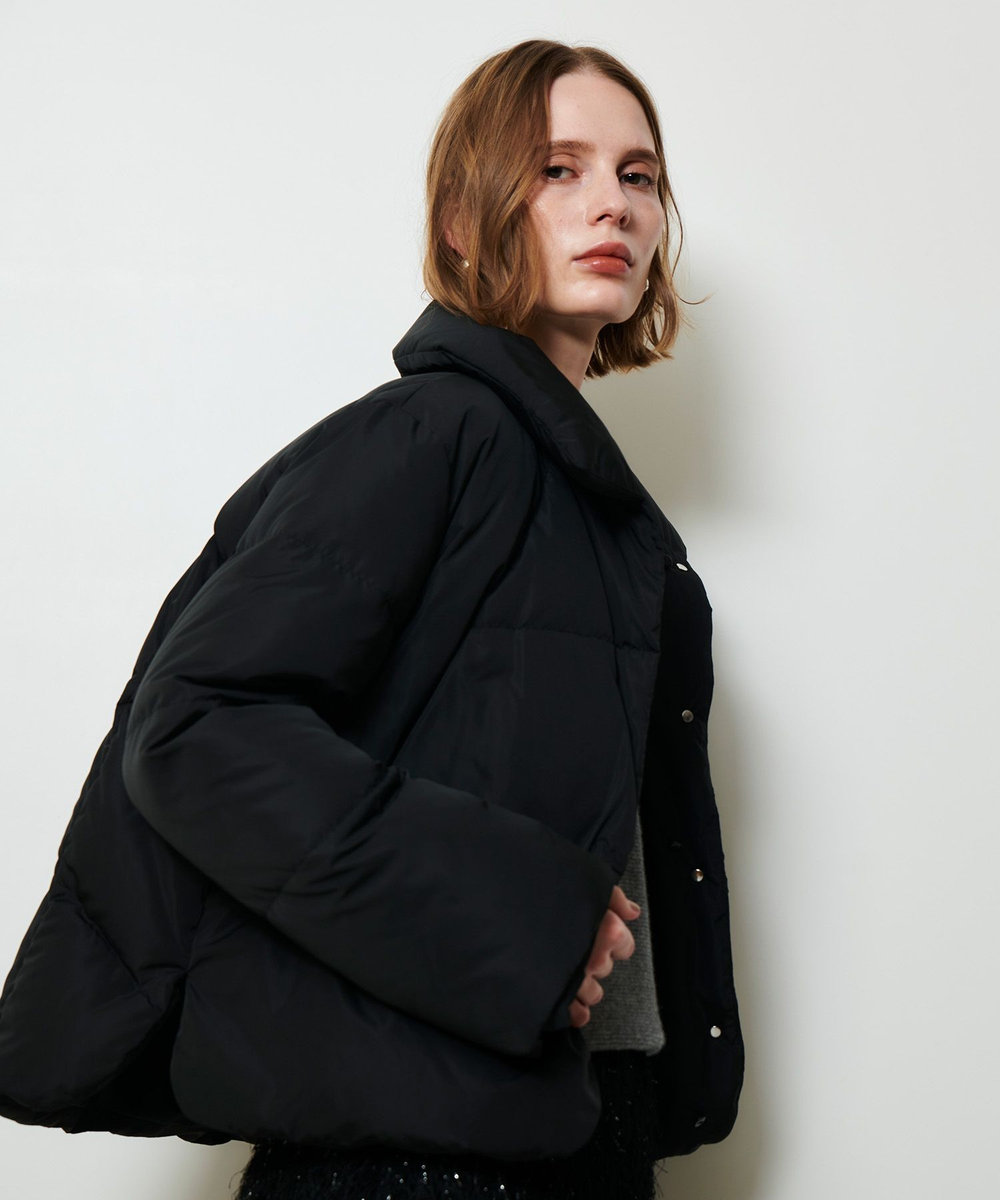 allureville ファーカラーショートダウンコート ブラック (95)