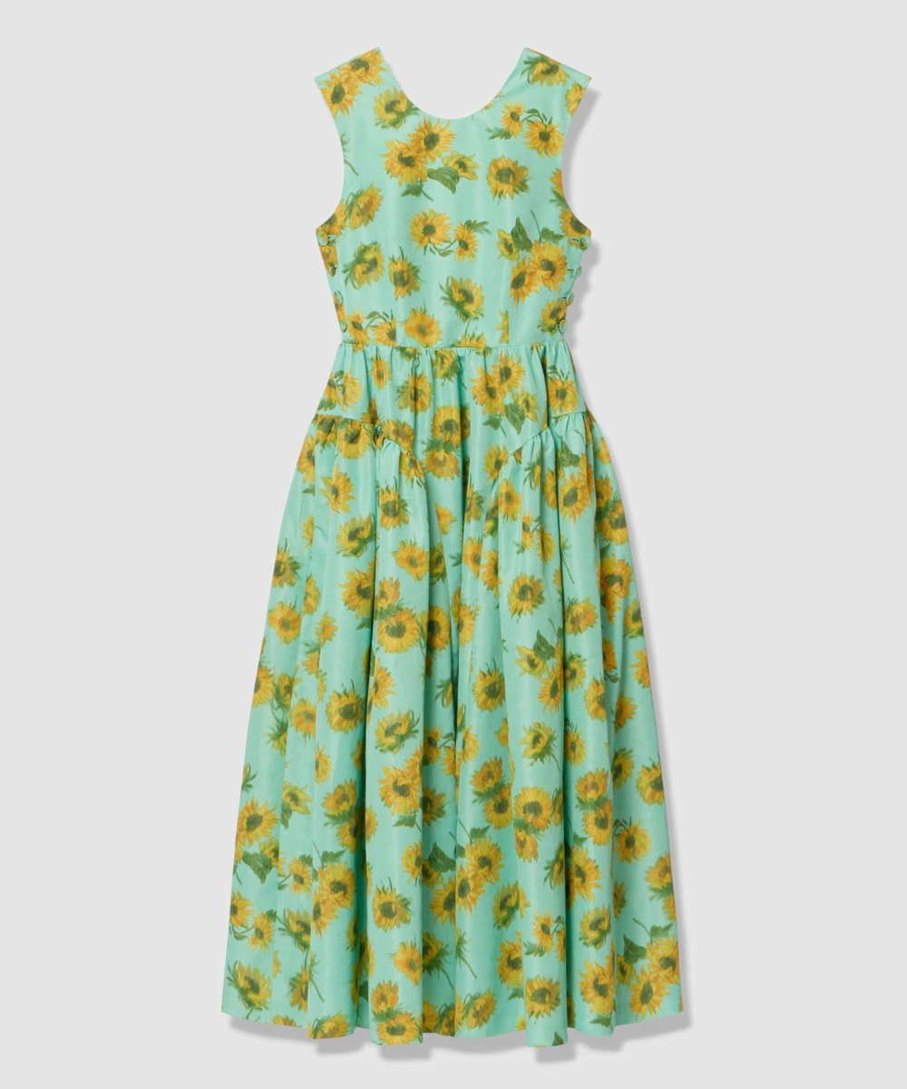 LOULOU WILLOUGHBY  WEB 一部店舗限定【LOULOU WILLOUGHBY】サンフラワープリントバッククロスワンピース グリーン系 (74)