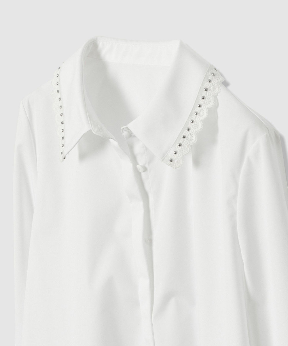 LOULOU WILLOUGHBY 【LOULOU WILLOUGHBY】レーストリミングシャツ オフホワイト (02)