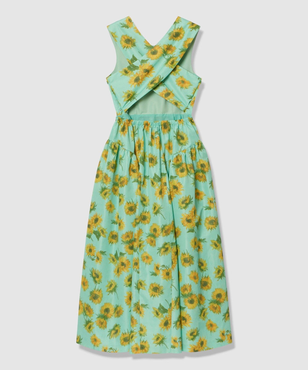 LOULOU WILLOUGHBY  WEB 一部店舗限定【LOULOU WILLOUGHBY】サンフラワープリントバッククロスワンピース グリーン系 (74)