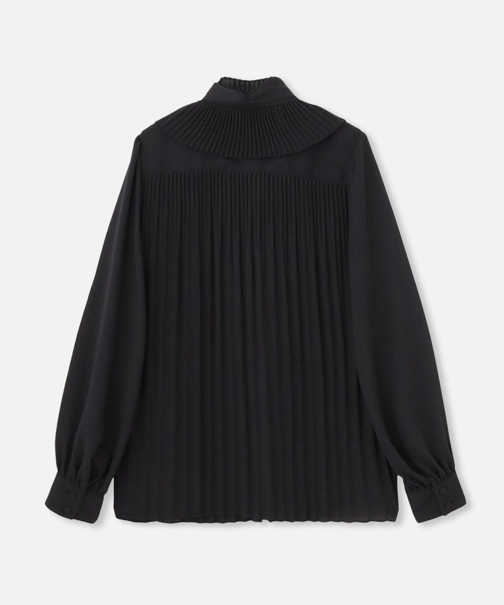 LOULOU WILLOUGHBY 【LOULOU WILLOUGHBY】プリーツリボンブラウス ブラック (95)