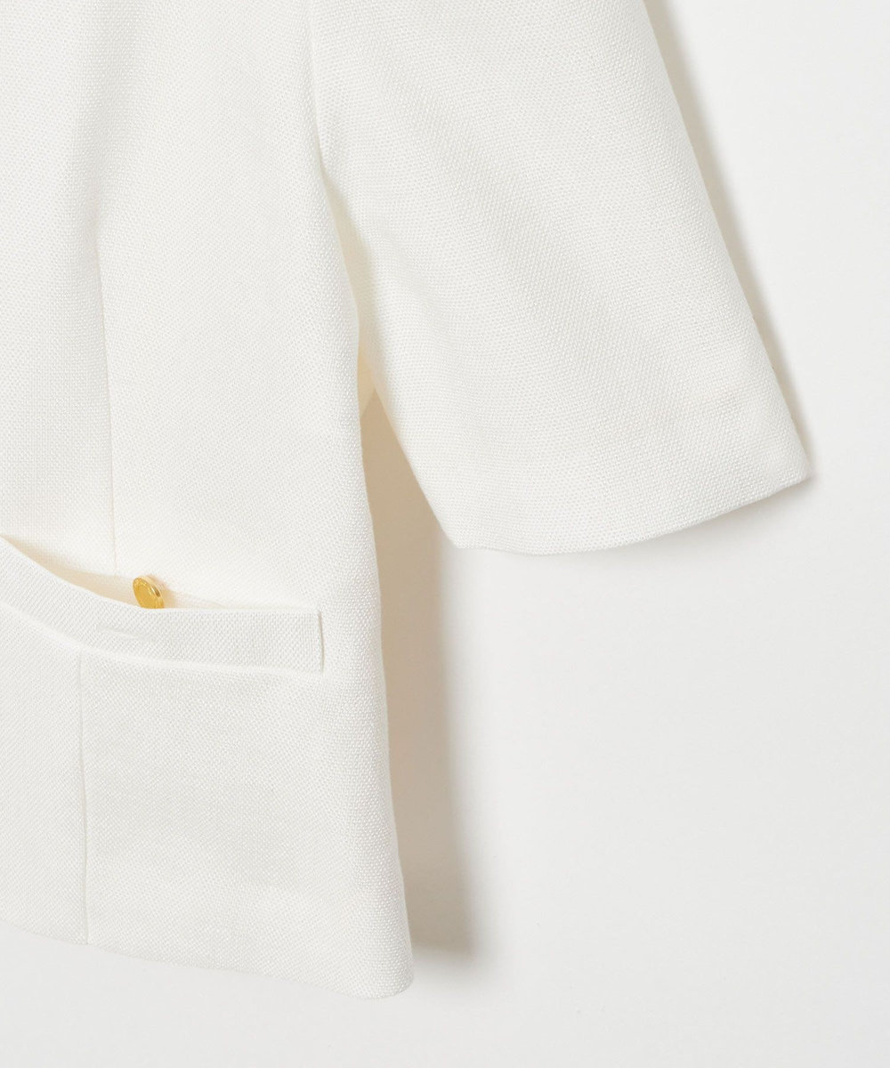 LOULOU WILLOUGHBY 【LOULOU WILLOUGHBY】ブライトリネン半袖ジャケット ホワイト (01)