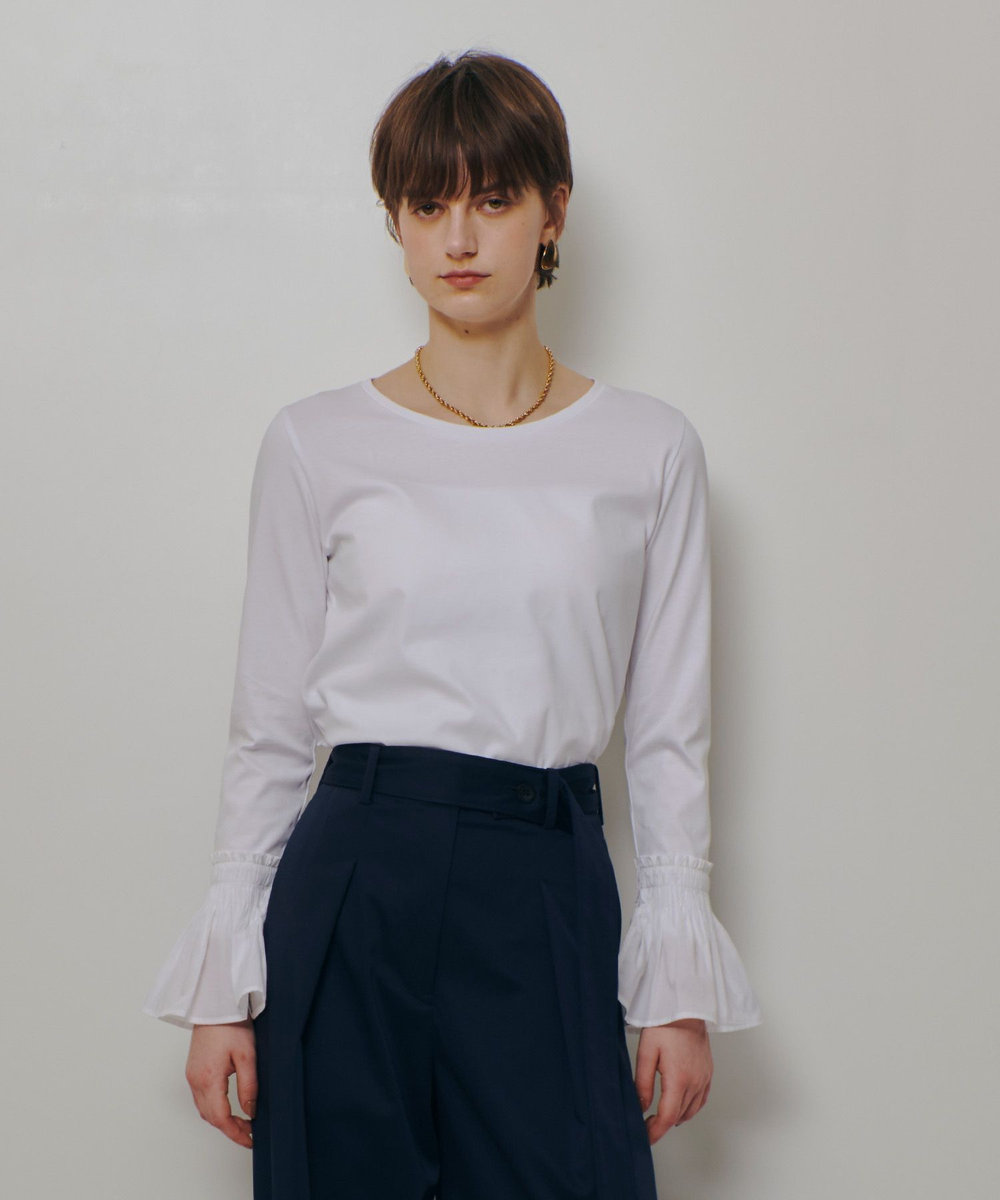 allureville 刺繍プリーツカフスプルオーバー オフホワイト (02)