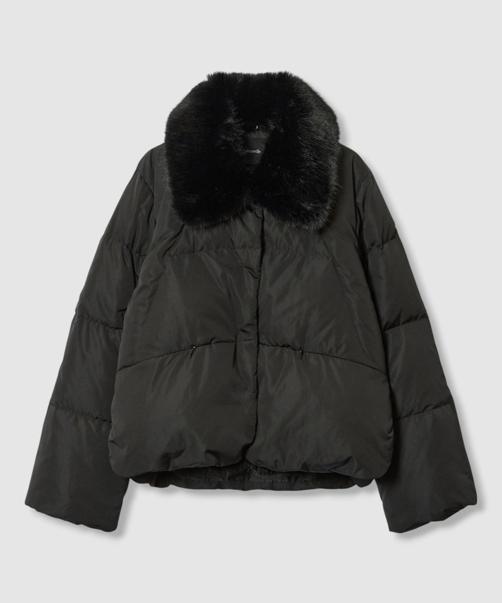 allureville ファーカラーショートダウンコート ブラック (95)
