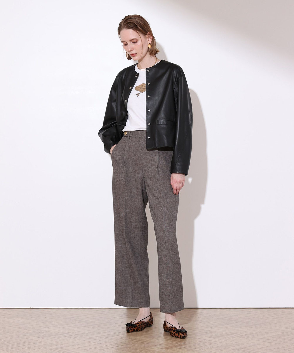 allureville ラムレザードットボタンブルゾン ブラック (95)