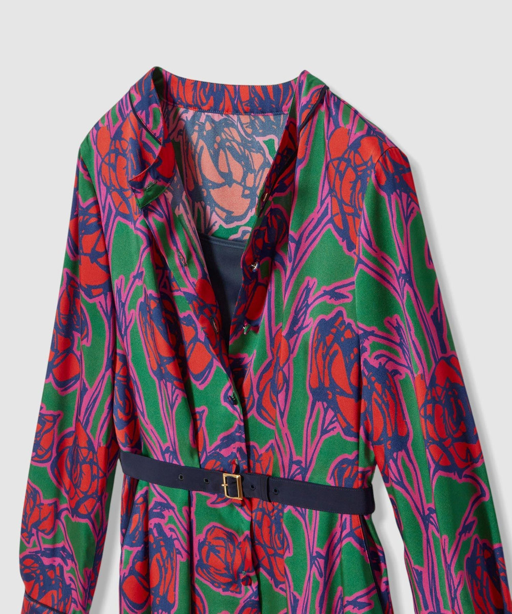 allureville ROSEプリントスカーフネックドレス レッド系 (46)