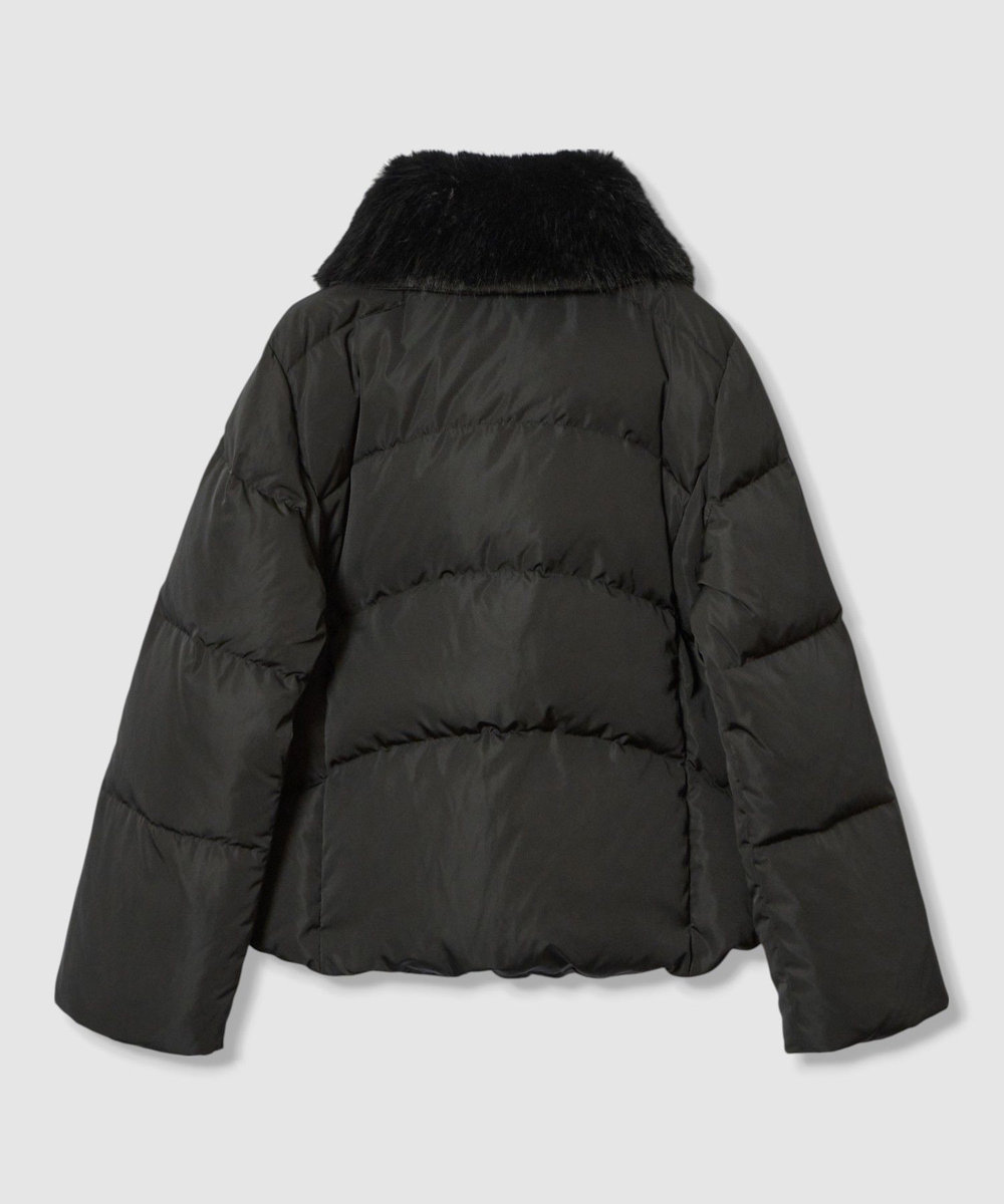 allureville ファーカラーショートダウンコート ブラック (95)