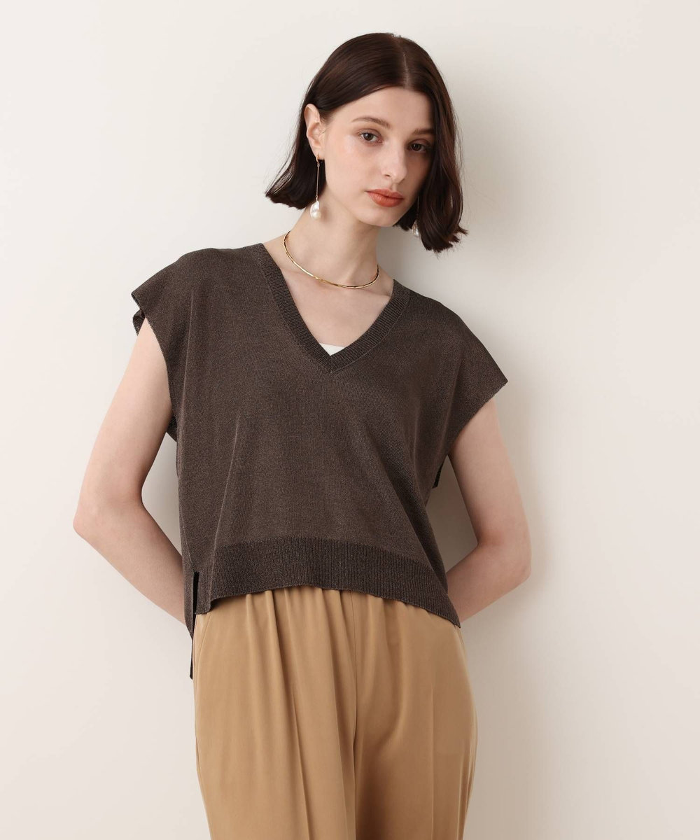 allureville メタリックヤーンカーディガン チャコールグレー (94)