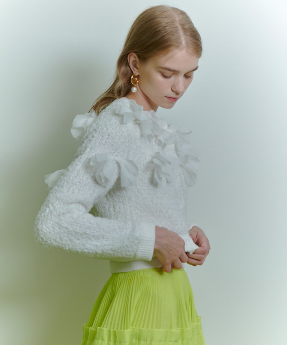 LOULOU WILLOUGHBY 【LOULOU WILLOUGHBY】ペタルパピヨンカーディガン オフホワイト (02)