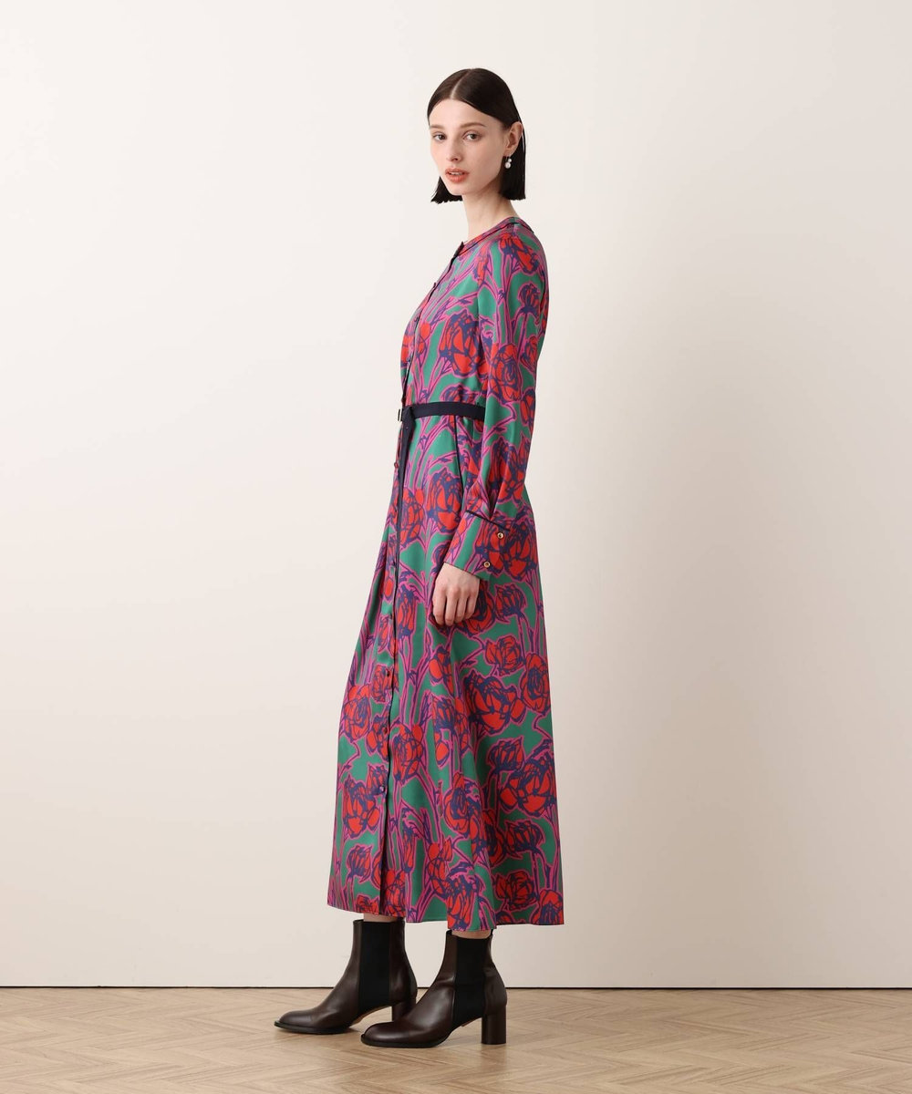 allureville ROSEプリントスカーフネックドレス レッド系 (46)