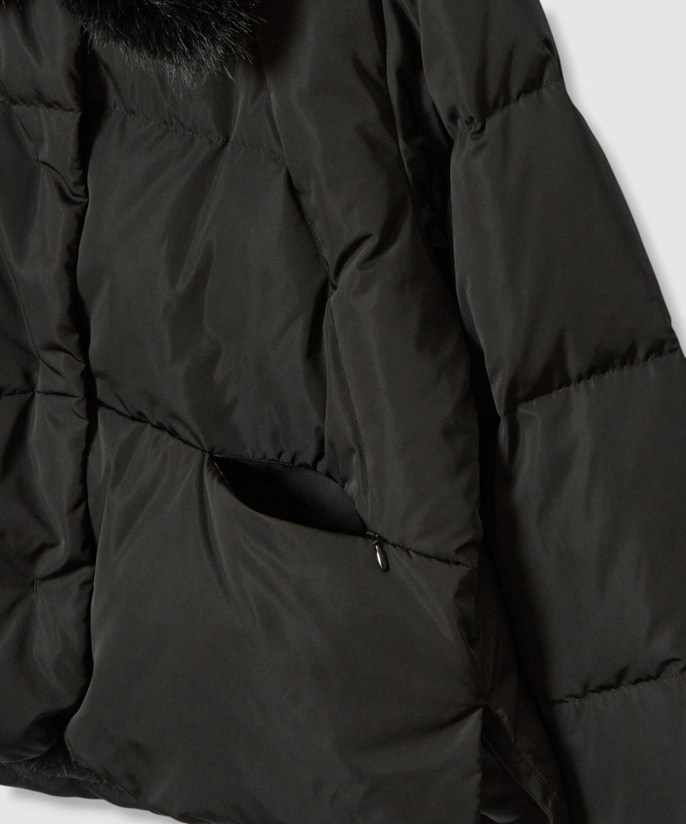 allureville ファーカラーショートダウンコート ブラック (95)