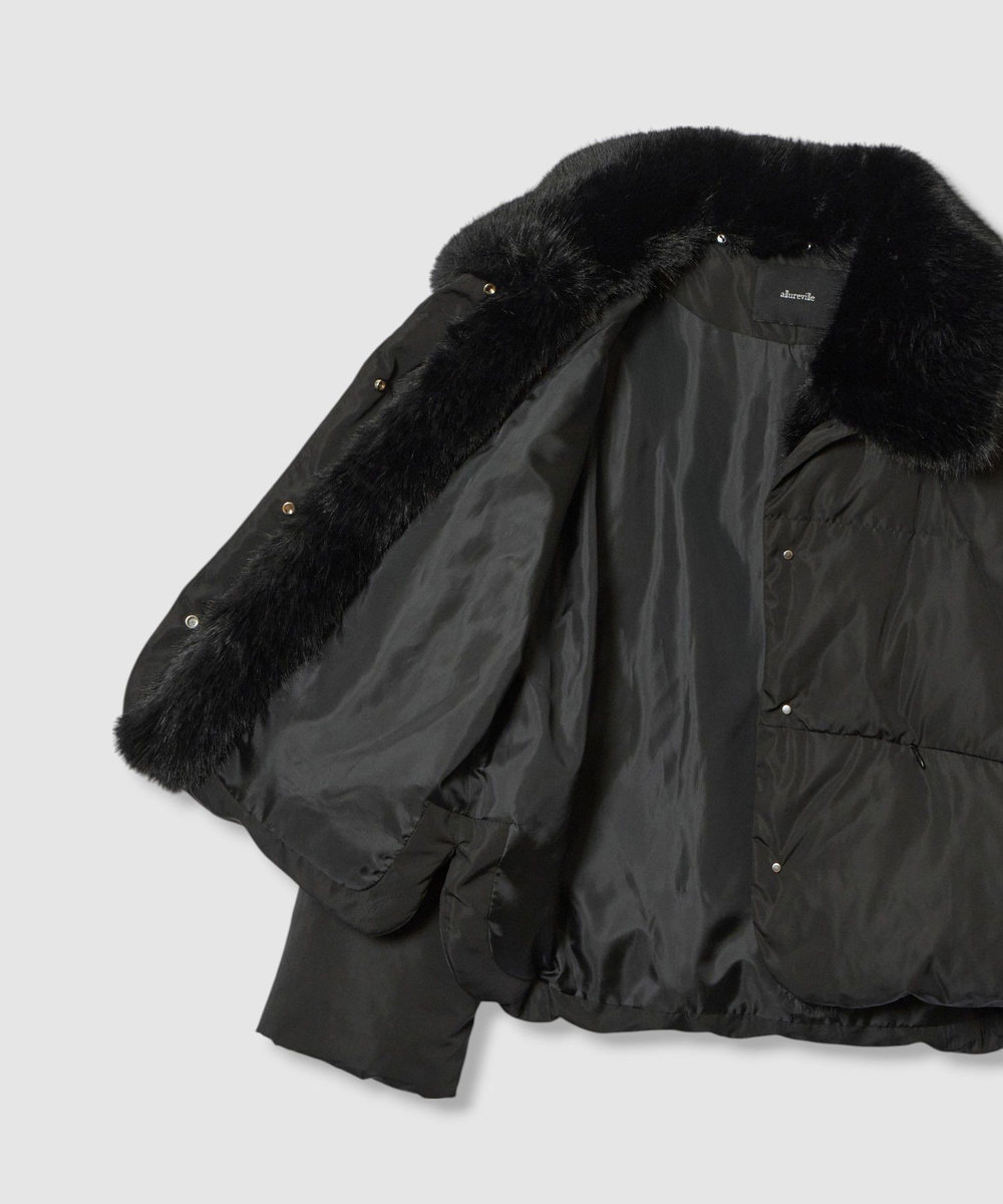 allureville ファーカラーショートダウンコート ブラック (95)