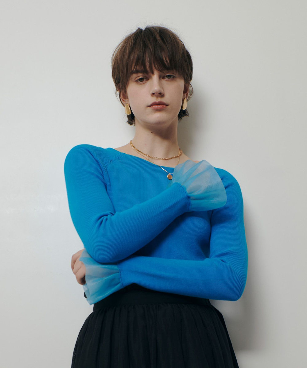 allureville 2WAYネックフリルカフプルオーバー ブルー (61)