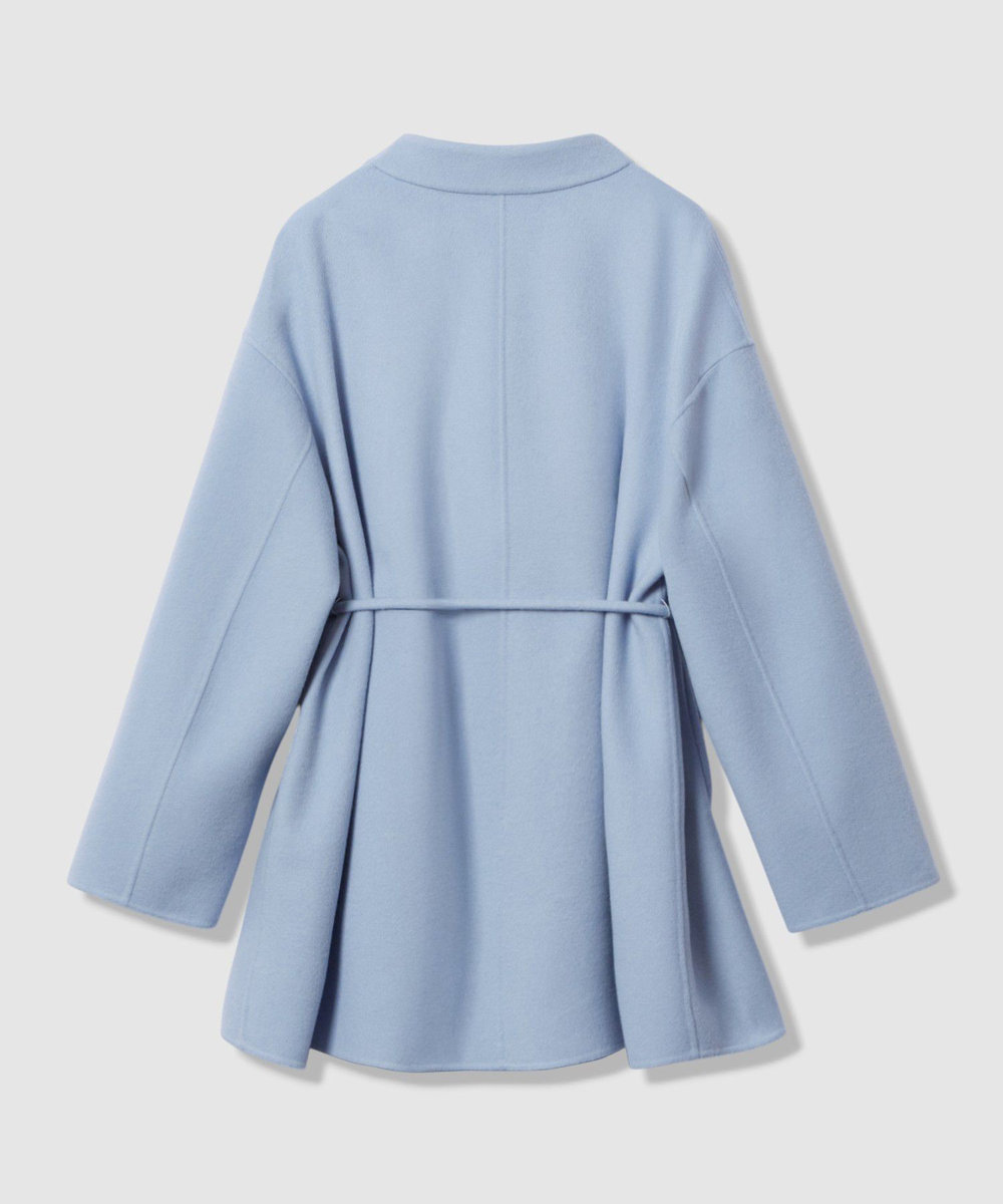 allureville カシミヤ混リバーミドルラップコート ライトブルー (62)