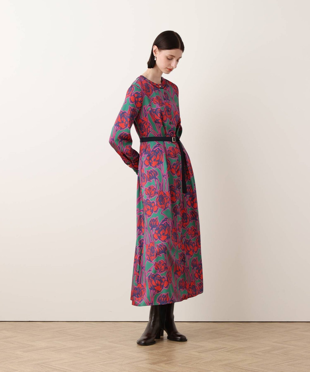 allureville ROSEプリントスカーフネックドレス レッド系 (46)
