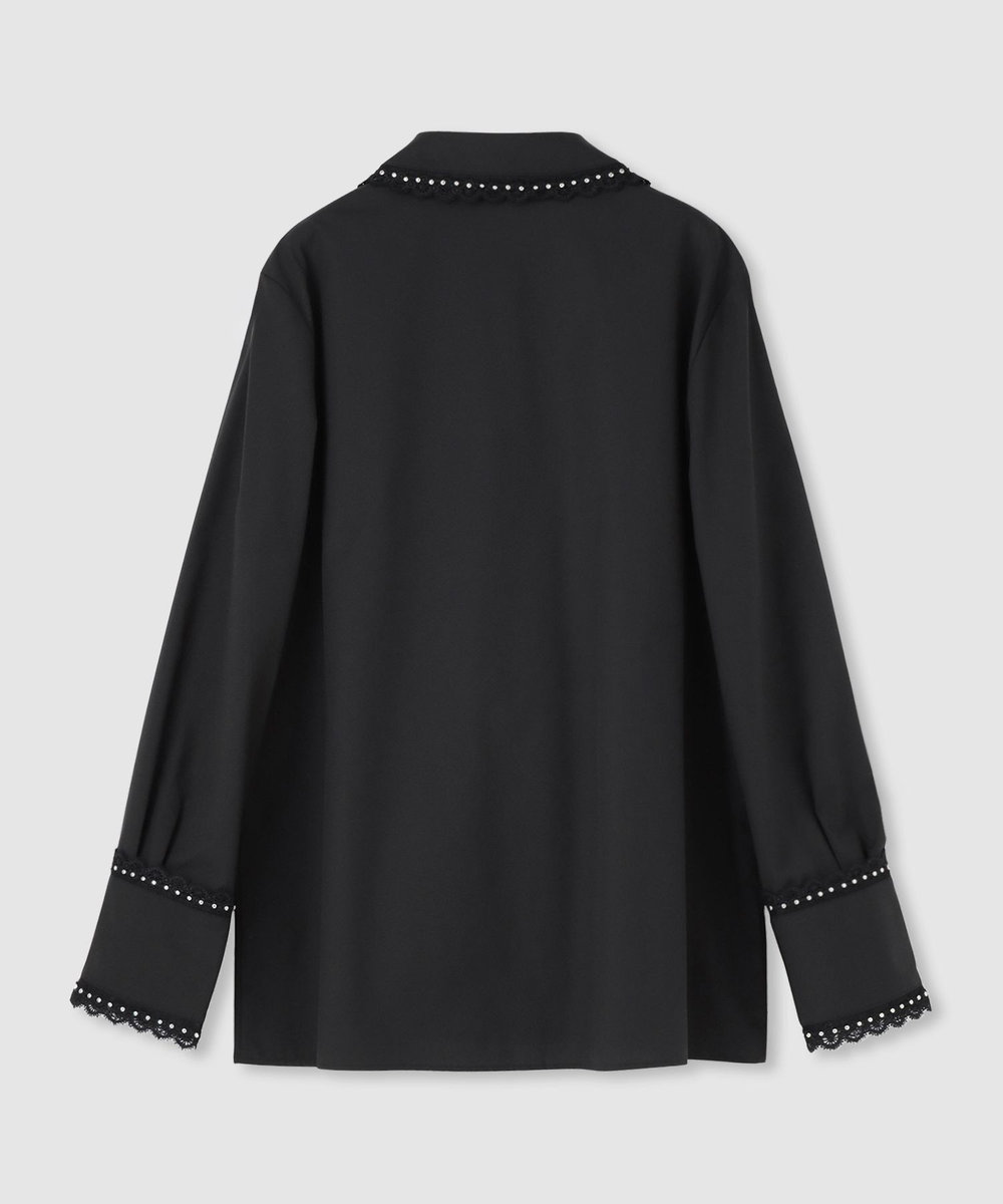 LOULOU WILLOUGHBY 【LOULOU WILLOUGHBY】レーストリミングシャツ ブラック (95)