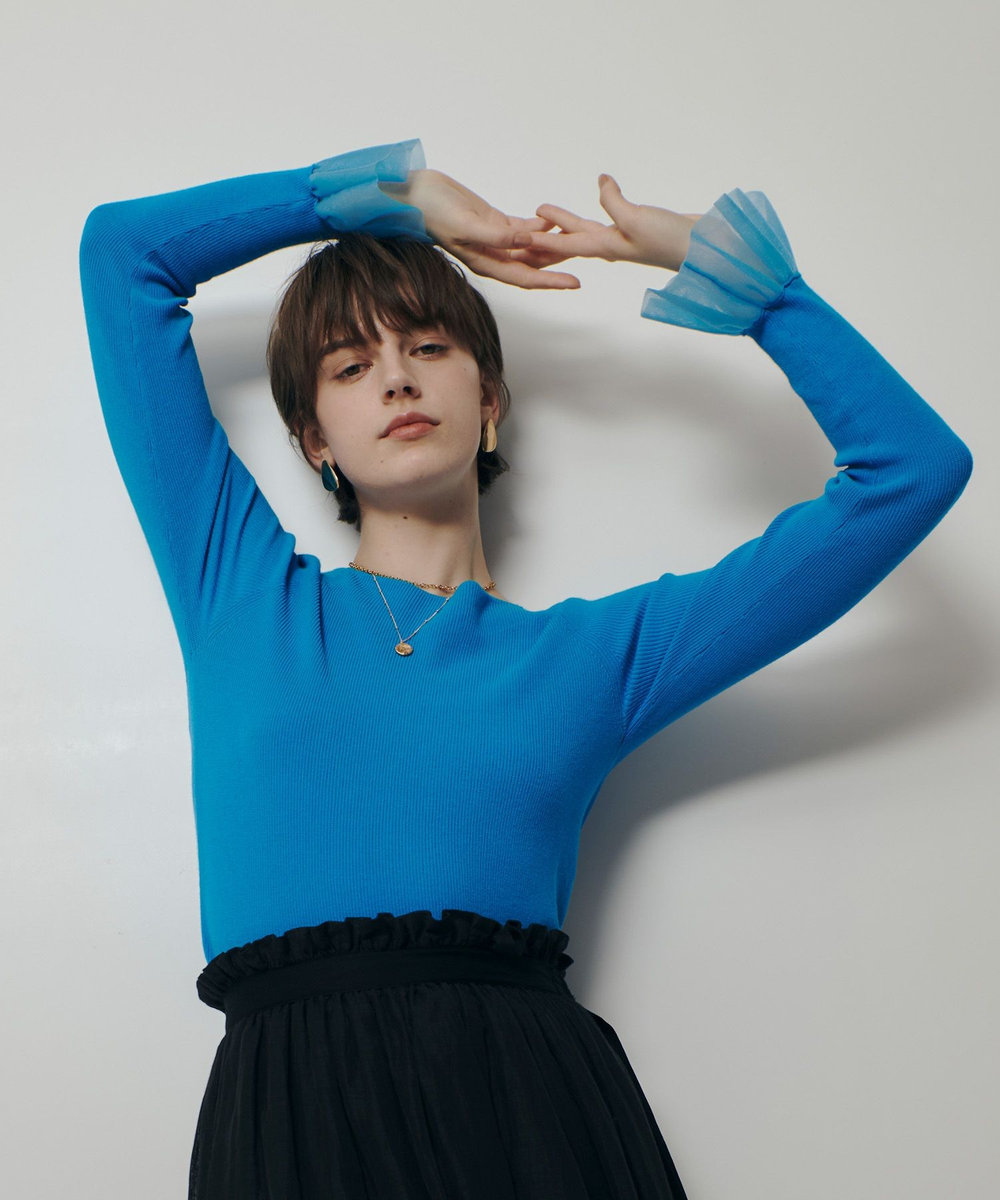 allureville 2WAYネックフリルカフプルオーバー ブルー (61)