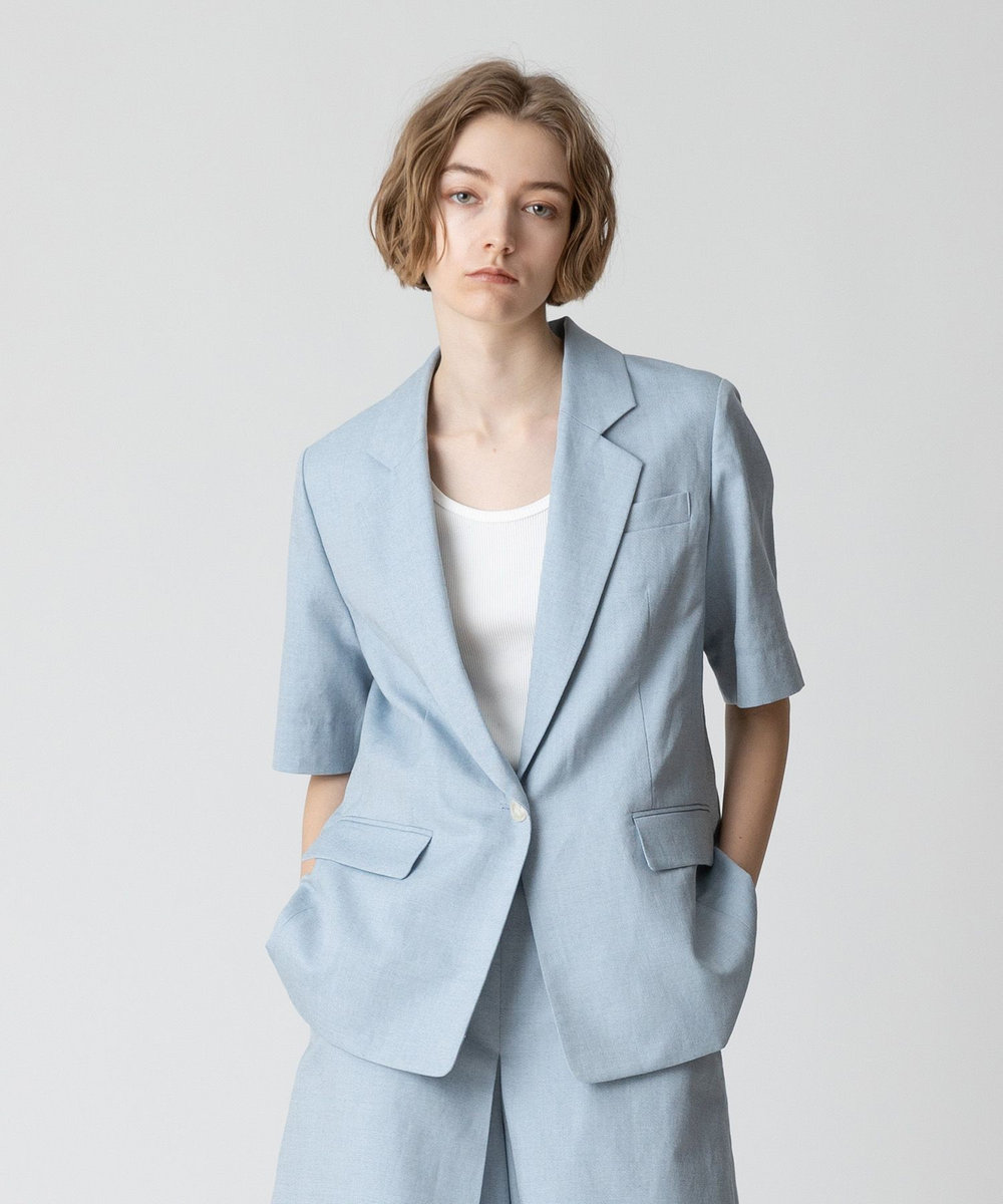 セットアップ対応可能】リネンコンシャークスキンハーフスリーブ