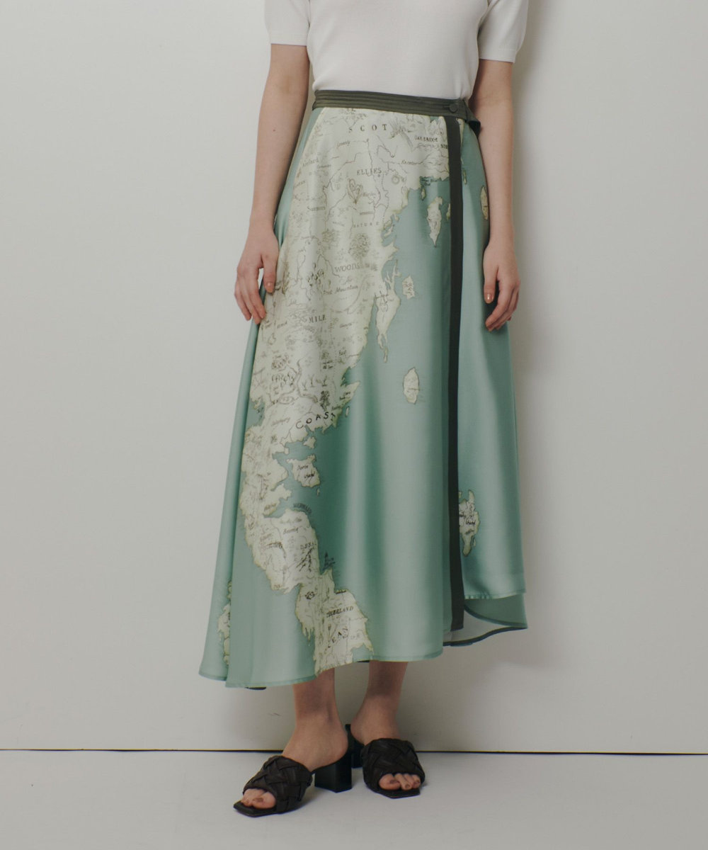 allureville マッププリントフレアラップスカート ミントグリーン (73)