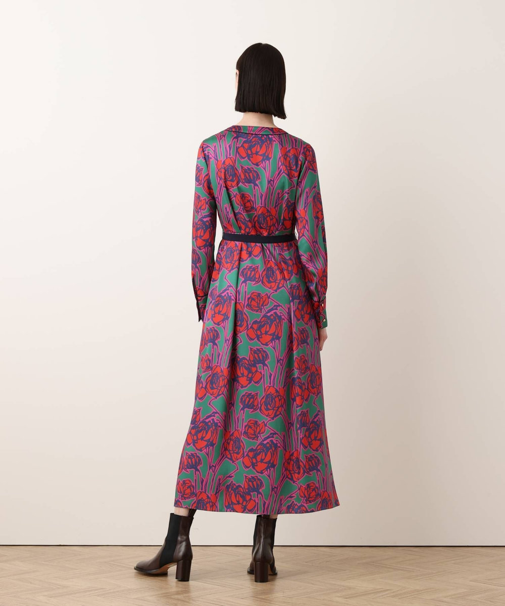 allureville ROSEプリントスカーフネックドレス レッド系 (46)